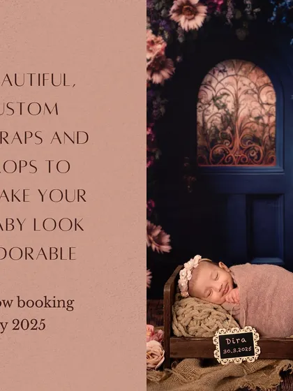 I provide a wide range of beautiful, custom wraps and props to make your baby's photoshoot absolutely adorable and unique to your style.
