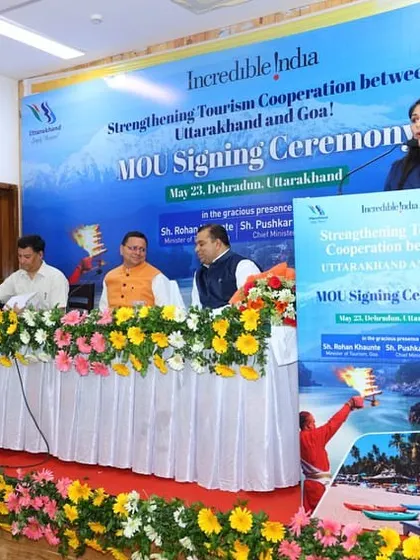 Hosting the MOU signing ceremony between Uttarakhand and Goa tourism departments. The event was held in the presence of the Honourable Chief Ministers of both states, requiring careful adherence to protocol.