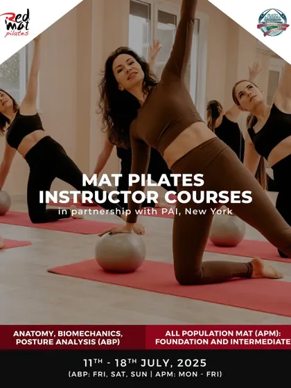 This flyer for my Mat Pilates Instructor Courses gives a complete overview of the program, from the foundational anatomy module to the intermediate matwork, all certified by PAI, New York.