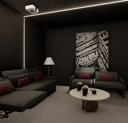 A view of the lounge with a starry sky ceiling, adding a touch of magic to the modern and comfortable seating arrangement.