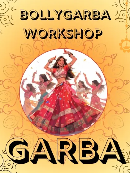 Announcing the Garba day of our BollyGarba workshop. These themed events are designed to celebrate culture through dance and fitness, bringing people together for a unique experience.