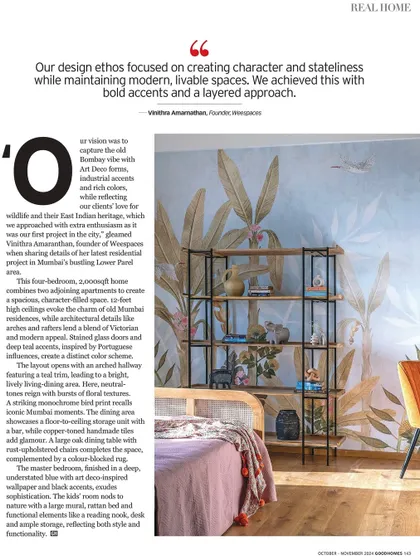 Our "Bombay Blue" project featured in the print edition of Good Homes Magazine. This project was special as it was our first in Mumbai and designed for a dear friend.