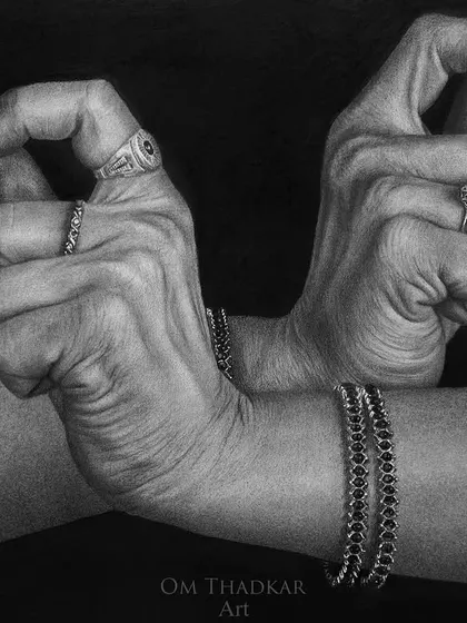 The final 'Mudra' in the series, showcasing another intricate hand position. Each piece is a study in the expressive power of hands in dance.