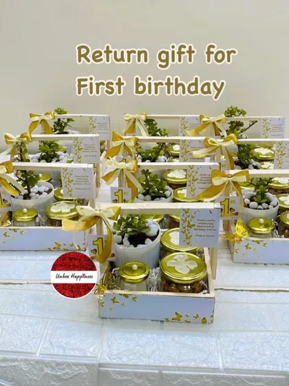 A wide shot of the beautiful butterfly-themed return gifts, showing my capability to handle large, elegant orders.