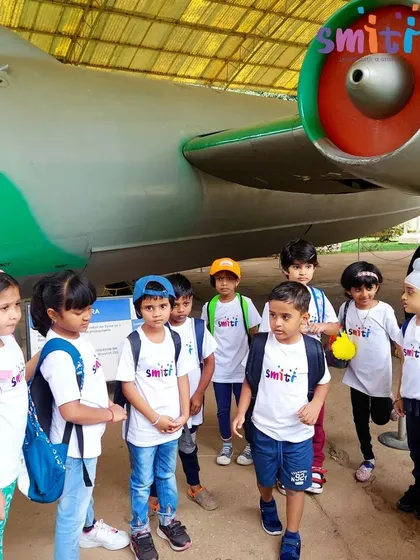 Our Montessori third-year students look at an aircraft at the HAL Aerospace Museum. This field trip was a thrilling opportunity to see the marvels of aviation up close.