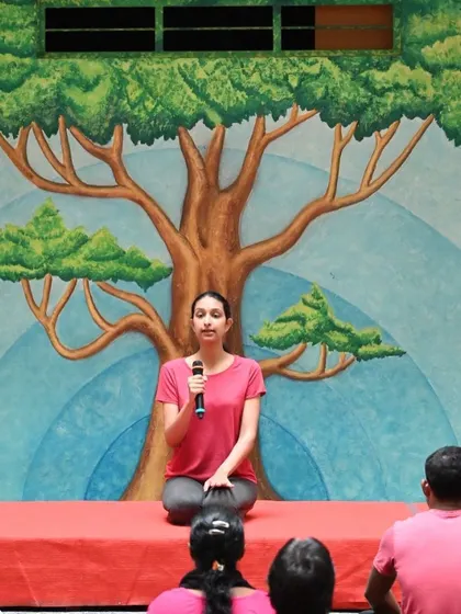 I believe yoga should be accessible and practical for everyone, especially in a busy work or university environment. Here I am guiding the staff at Christ University through a wholesome wellness session, focusing on simple techniques to de-stress and reset during the workday.