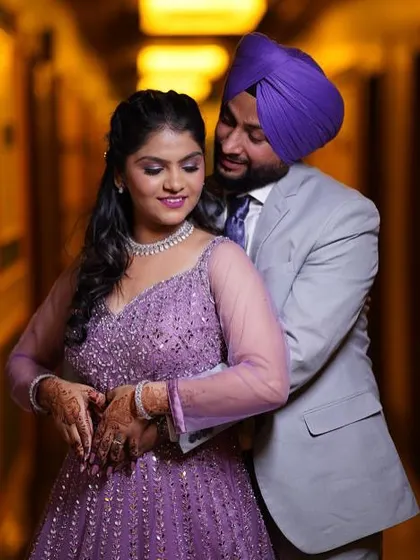 A lovely portrait of the couple. I provided a clean, polished look for the groom to complement the bride's glamorous style.