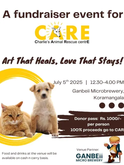 Another beautiful poster for our "Art That Heals, Love That Stays" fundraiser event. Held at Ganbeii Microbrewery, this event combines a relaxing art experience with the joy of giving back to our furry residents.