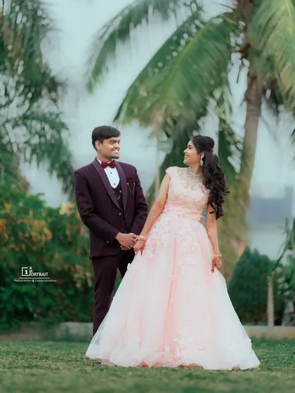 A fairytale moment in the garden. This soft pink ball gown with delicate floral details is perfect for the bride who dreams of a romantic and graceful engagement look.