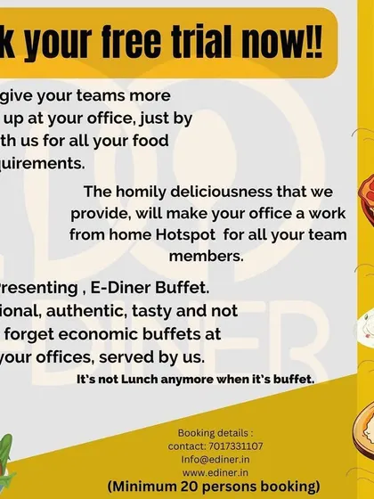 Attention founders and entrepreneurs. Give your team a great reason to be at the office by partnering with me for your food requirements. Book a free trial for my regional buffet.
