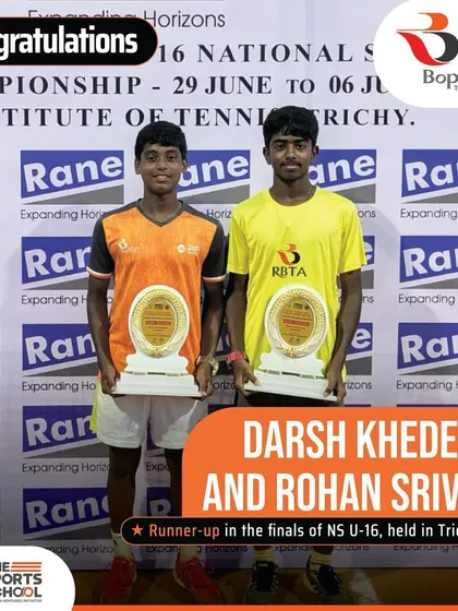 We congratulate our players Darsh Khedekar and Rohan Srivant for their excellent performance as runners-up in the finals of the NS U-16 tournament held in Trichy. Well done!