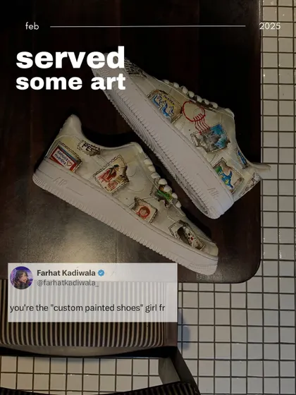 It's official, I'm the "custom painted shoes" girl. This pair, inspired by vintage travel postcards and stamps, is one of my favorite ways to tell a client's personal story.