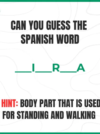 Guess the Spanish word for a body part used for walking. Hint: '_I__R_A'.