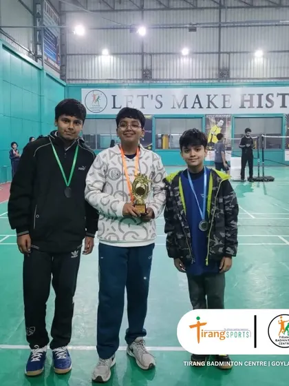 Three young champions on the podium at the Shuttle Shufflers tournament. These internal events are a great stepping stone for bigger district and state-level competitions.