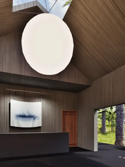 This series of renders explores the artist's residence, inspired by traditional Indian courtyard homes ('thotti mane'). The design features a concrete shell, an open-to-sky courtyard, and an agarbatti niche, fusing modern form with sensory, traditional details that connect the space to both culture and nature.