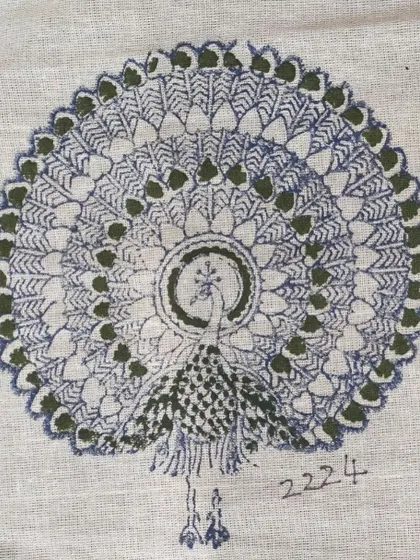 The peacock motif is celebrated throughout our vintage archive. As Bangalore revels in the monsoon, we celebrate this beautiful bird, which has been depicted in hundreds of styles on our blocks over the decades.