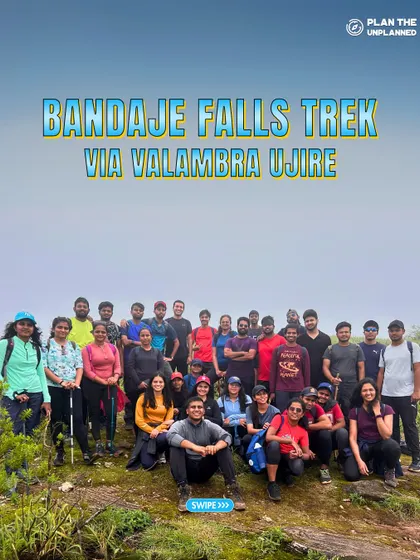 The poster for our Bandaje Falls trek via Valambra, Ujire, inviting you to join the adventure.