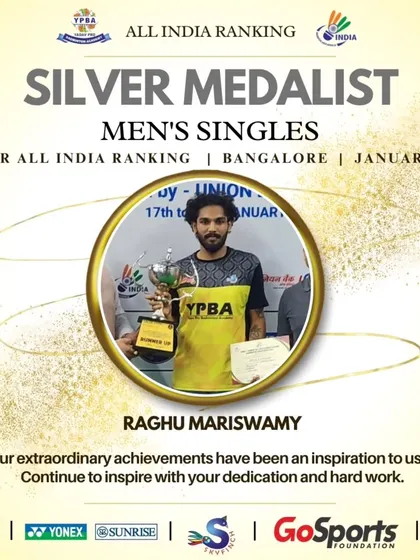 A fantastic Silver medal finish for Raghu Mariswamy in Men's Singles at the Senior All India Ranking tournament in Bangalore.