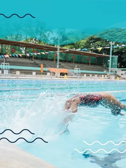 A dynamic view of our premium pool facility, where swimmers can practice dives and strokes in a clean, spacious environment.