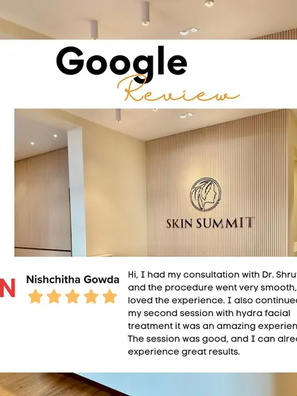 Real results and happy patients are what I strive for. Here is a recent 5-star Google review from Nishchitha, who loved her smooth and effective HydraFacial experience. It's rewarding to know that patients can already see great results after their sessions.