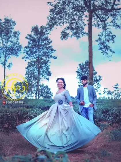 A fun, twirling shot showcasing the beautiful gradient of the ombre gown against the picturesque backdrop of the tea plantation.