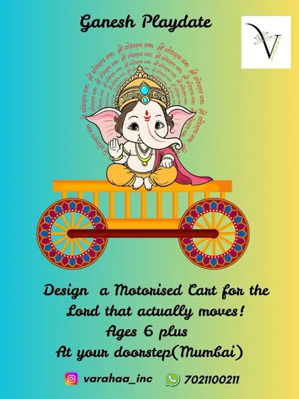 For Ganeshotsav, we bring the celebration to you. This playdate lets kids design and build a motorized cart for the Lord that actually moves, offering a joyful mix of tradition, creativity, and engineering.