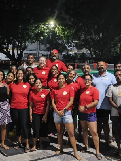 Our growing community of NMSA Jellies after a training session. This group of adults, from their 20s to their 70s, trains hard and supports each other.