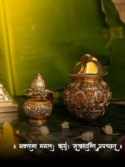 Ganpati Bappa Morya! As we prepare to welcome Him, let this image of sacred offerings, including an ornate kalash, fill your home with devotion, light, and a sense of togetherness.