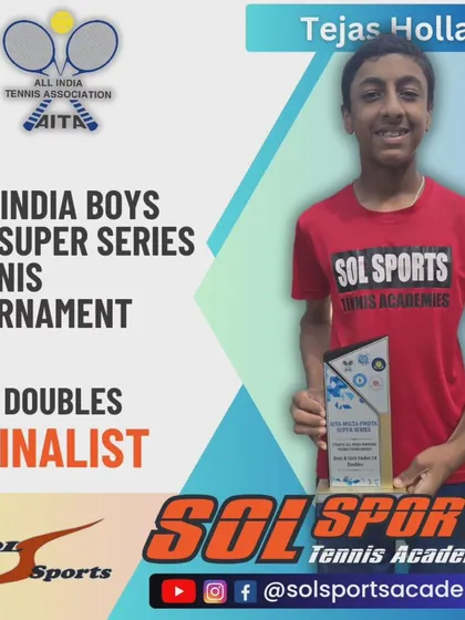 A fantastic result at the national level. We congratulate Tejas Holla for his performance as a doubles finalist at the Boys U14 AITA Super Series Nationals Tennis Tournament.