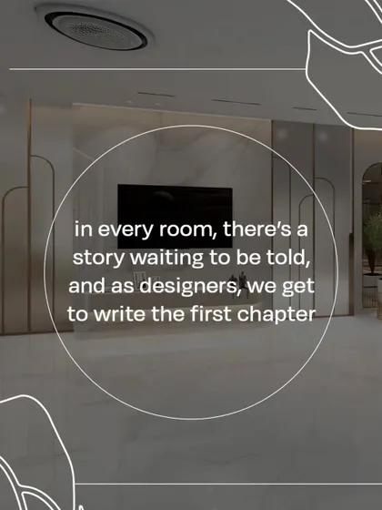 A conceptual image showing a high-end interior with the text 'in every room, there's a story waiting to be told'. This reflects our approach to residential design, where we craft the first chapter of a home's story through thoughtful composition.