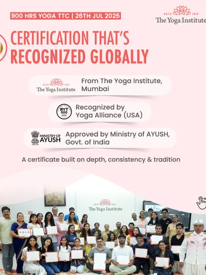 Earn a certification that's recognized globally. Our courses are approved by the Ministry of AYUSH, Govt. of India, and recognized by Yoga Alliance (USA), built on a foundation of depth and tradition.