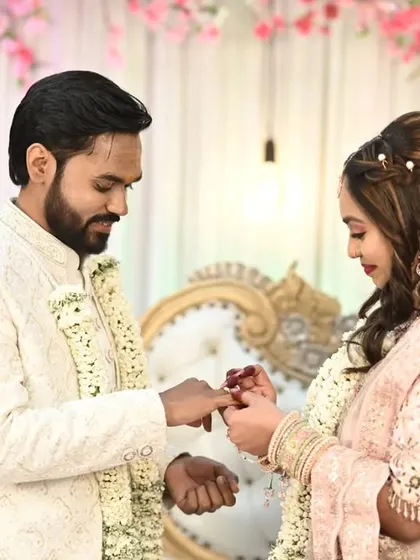 This engagement look was all about soft glam. I gave the bride-to-be flowing curls with a delicate hair accessory and makeup that enhanced her natural features.