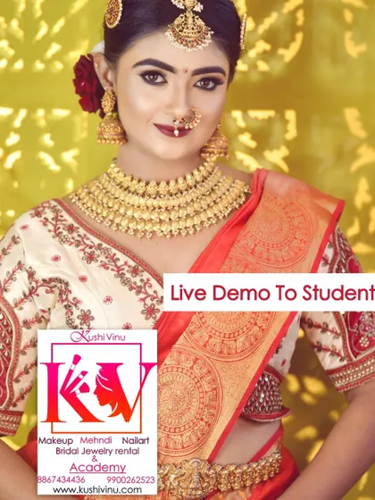 A front-facing view of the completed natural look HD makeup demo. This helps students see the symmetry and balance in the makeup application.