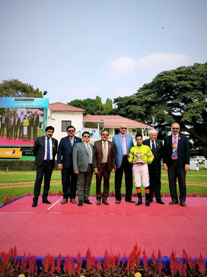 The presentation ceremony for The Leading Owner Cup with the winning team of Dawn Rising.