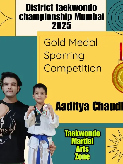 Aaditya Chaudhry, a gold medal winner in sparring. He trained with dedication and discipline, and it paid off in the championship.