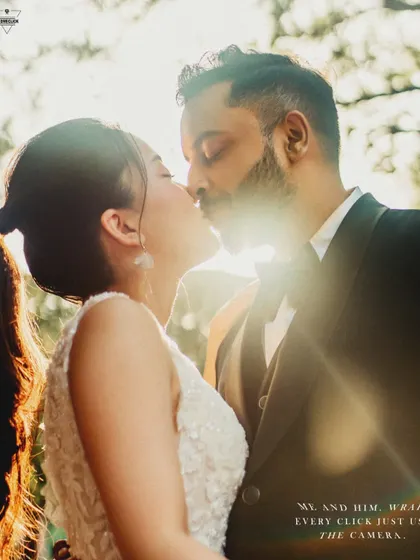 Bathed in the soft glow of the golden hour, this intimate kiss captures the pure connection between the couple. I focus on finding the perfect natural light to create a warm, dreamy atmosphere, allowing your natural chemistry to shine.