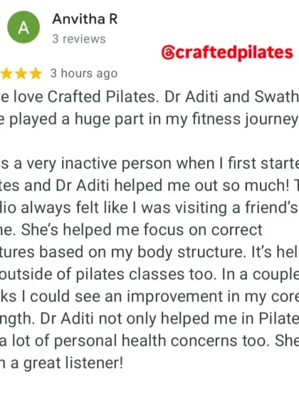 "The studio always felt like I was visiting a friend's home." This feedback means the world to me, as I strive to create a supportive and personal environment where clients feel heard and cared for.