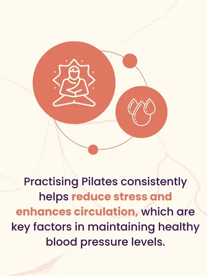Practicing Pilates consistently helps reduce stress and enhances circulation. These are key factors in maintaining healthy blood pressure levels, contributing to your overall long-term wellness.