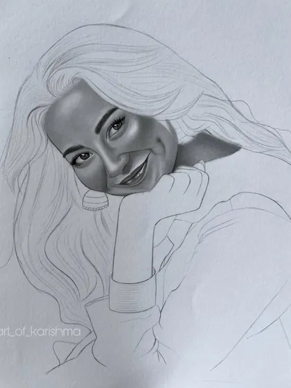 Another progress shot of the Hania Amir portrait, with more of the face shaded and taking shape.