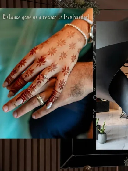 A close-up of the rings and henna, symbolizing their commitment. We focus on these meaningful details that tell a deeper story of love.