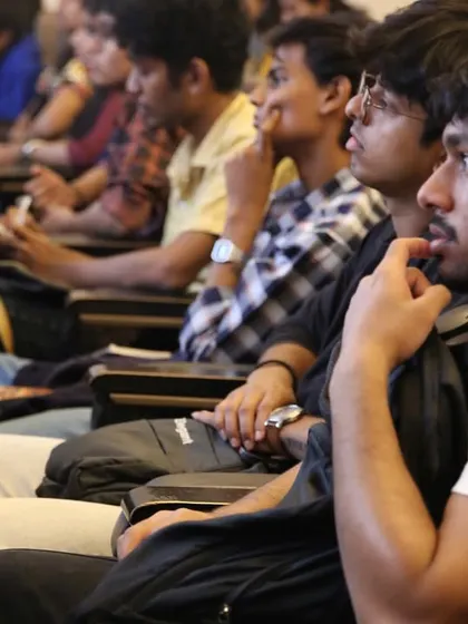 A shot of the engaged audience at the Rachana Sansad event. Connecting with young, aspiring artists and answering their questions is one of the most fulfilling parts of these speaking engagements.