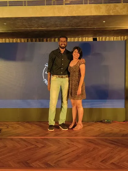 On stage with my guitarist at the launch of Varchas Whiskey. We performed a set of blues and jazz, which was the perfect fit for the brand's sophisticated vibe.