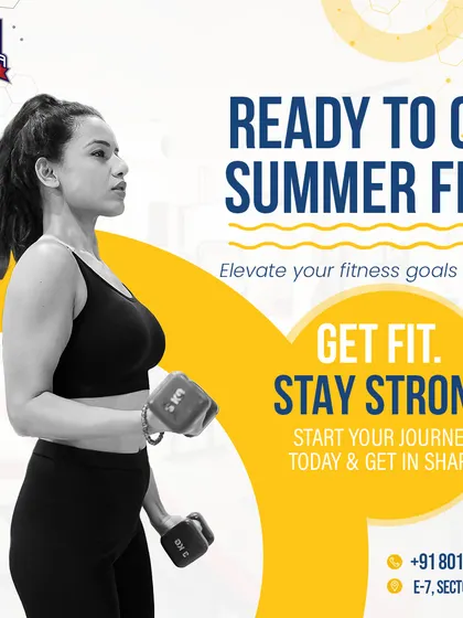 Get fit and stay strong with us this summer. This image captures the focus and determination of a member during her dumbbell workout, inspiring you to start your own journey and get in shape.