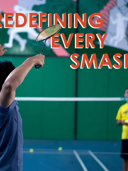 Another angle of our adult player working on his smash. We help you build power and technique in a safe and encouraging setting.