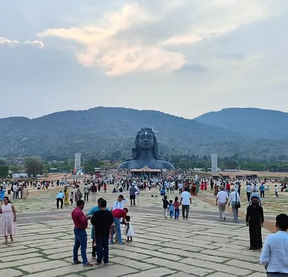 The Adiyogi statue stands majestically against the backdrop of the Velliangiri Mountains. A truly awe-inspiring sight.