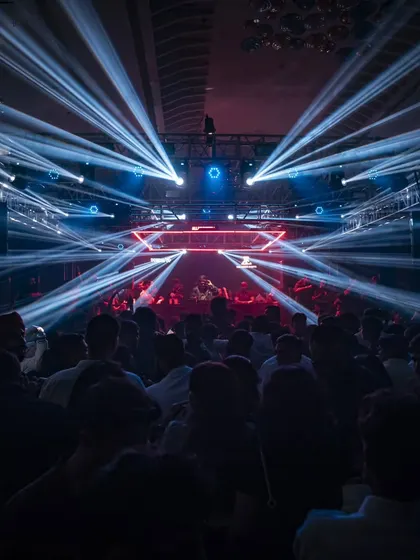 Another epic shot from Nashik, with lasers creating a stunning geometric pattern over the crowd. A truly immersive experience.