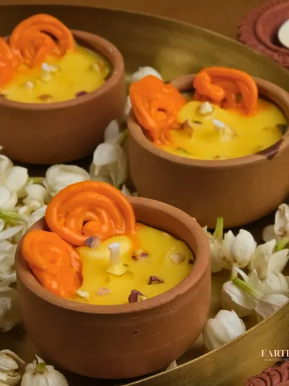 This might look like a delicious bowl of Jalebi and Rabdi, but it's actually one of my handmade soy wax candles. It's a perfect piece of desi decor flex that fills your room with a warm, festive fragrance.