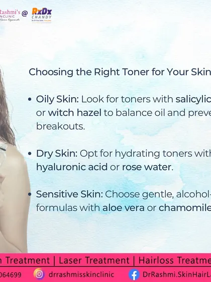 Choosing the right toner is key. This graphic gives recommendations for different skin types, such as salicylic acid for oily skin and hyaluronic acid for dry skin, to ensure your routine is effective.