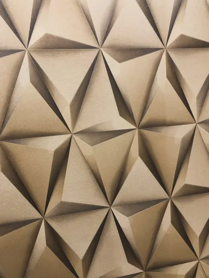 A close-up of the 3D geometric wallpaper, showing the crisp lines and illusion of depth created by the design.