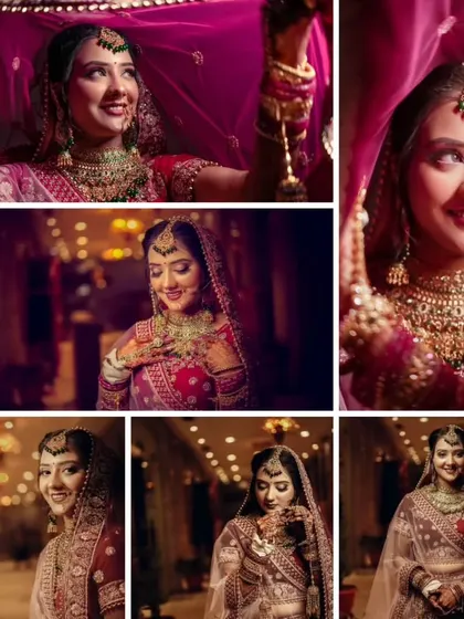 A collection of portraits of a single bride, showing her versatility and our ability to capture different moods and angles.